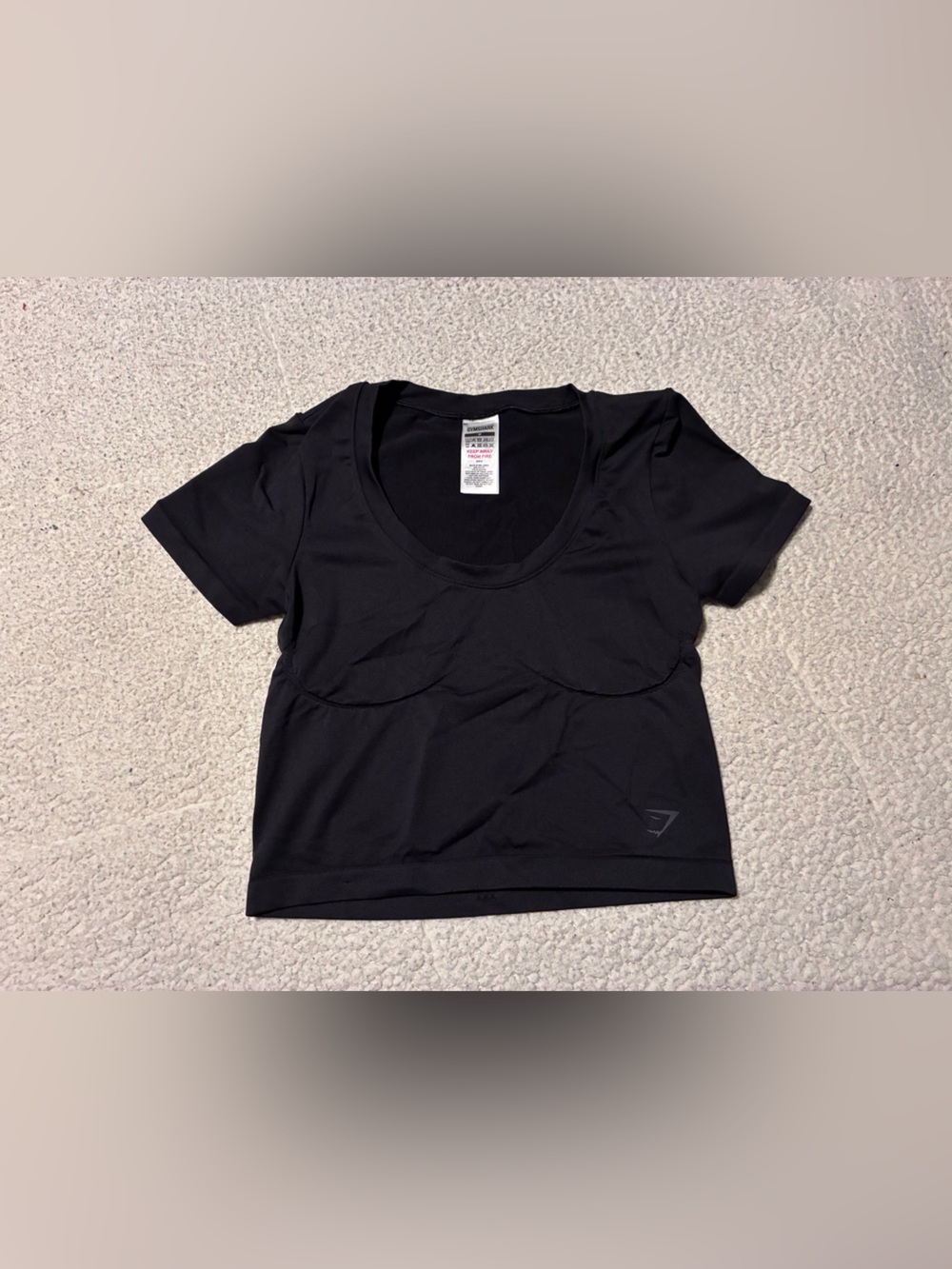 Gymshark Black Scoop Neck Crop Top, size medium, comfortable
